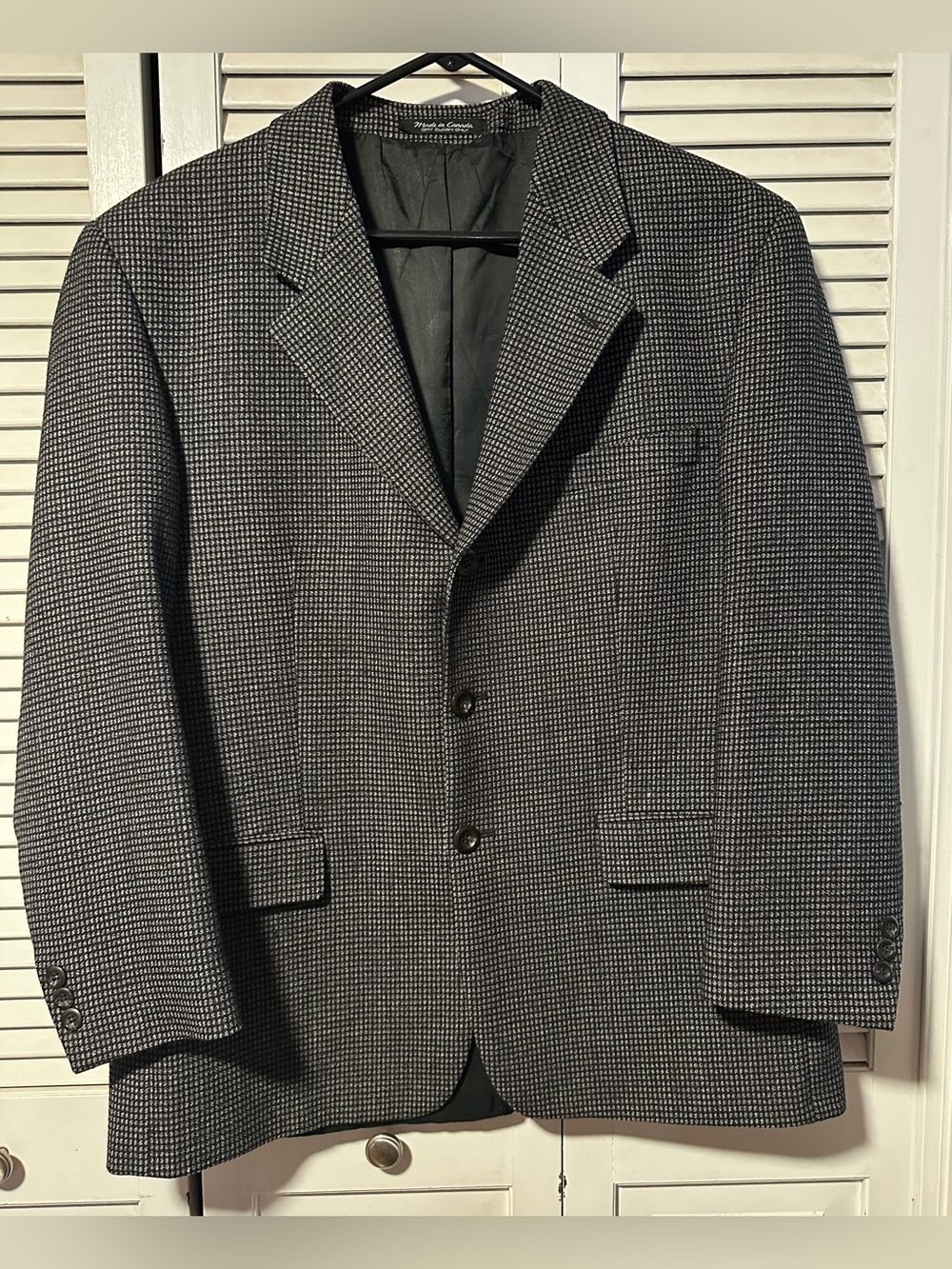 Brandini 100% Wool Blazer Jacket Checkered Black & Gray Men’s 42 S Canada